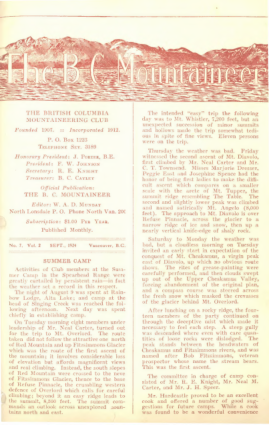 The B.C. Mountaineer 1924 September cover